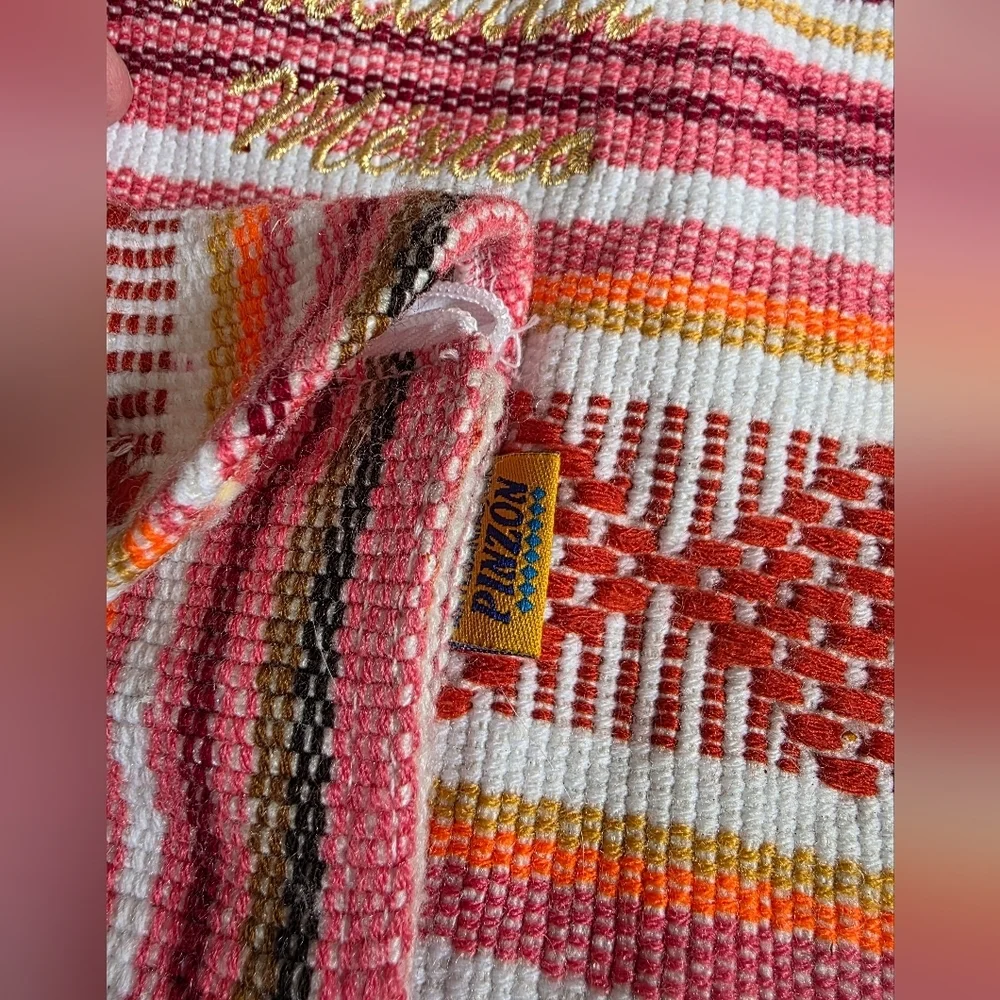 Festivalcore Blanket Mexico Backpack Resort Boho Striped Beach Red Pink